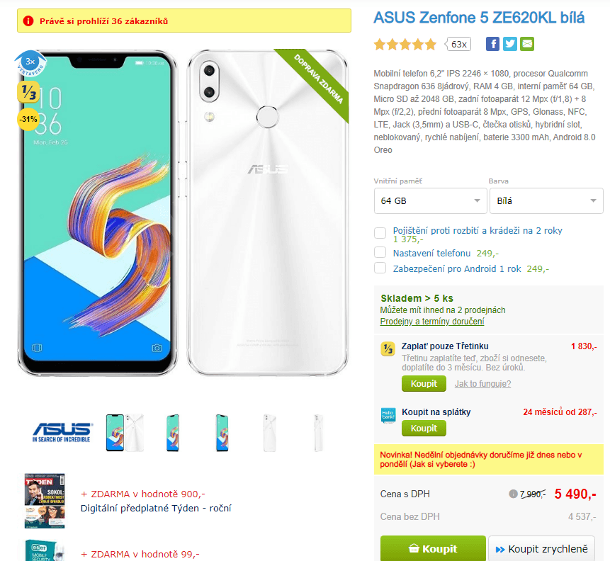 ZenFone, 8x 1,8GHz, 4GB RAM, 6,2"