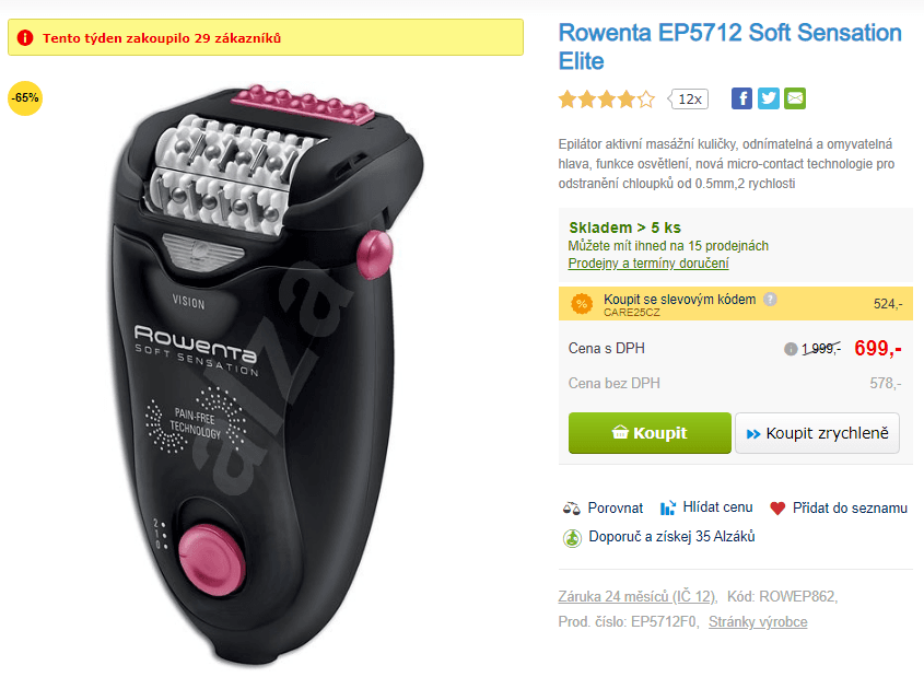 Epilátor Rowenta Soft Sensation Elite
