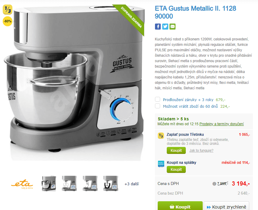 Kuchyňský robot Eta Gustus Metallic 