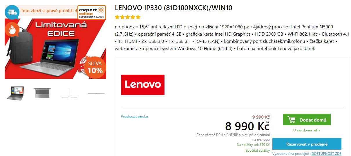Lenovo, až 2,7GHz, 4GB RAM, 2TB, 15,6"