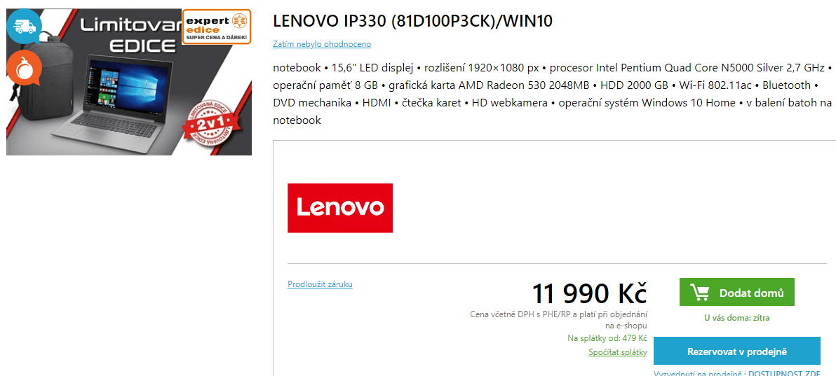 Lenovo, až 2,7GHz, 8GB RAM, 2GB grafika