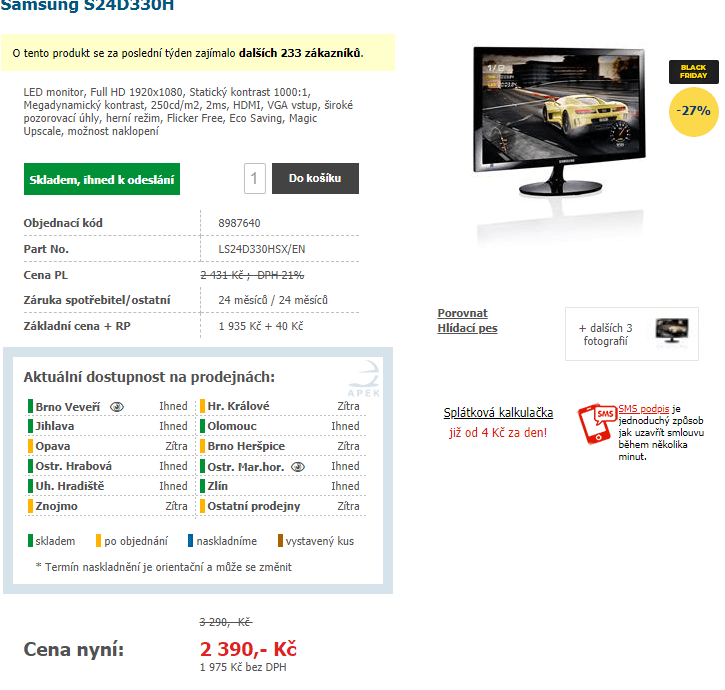 Full HD PC monitor Samsung, 24"