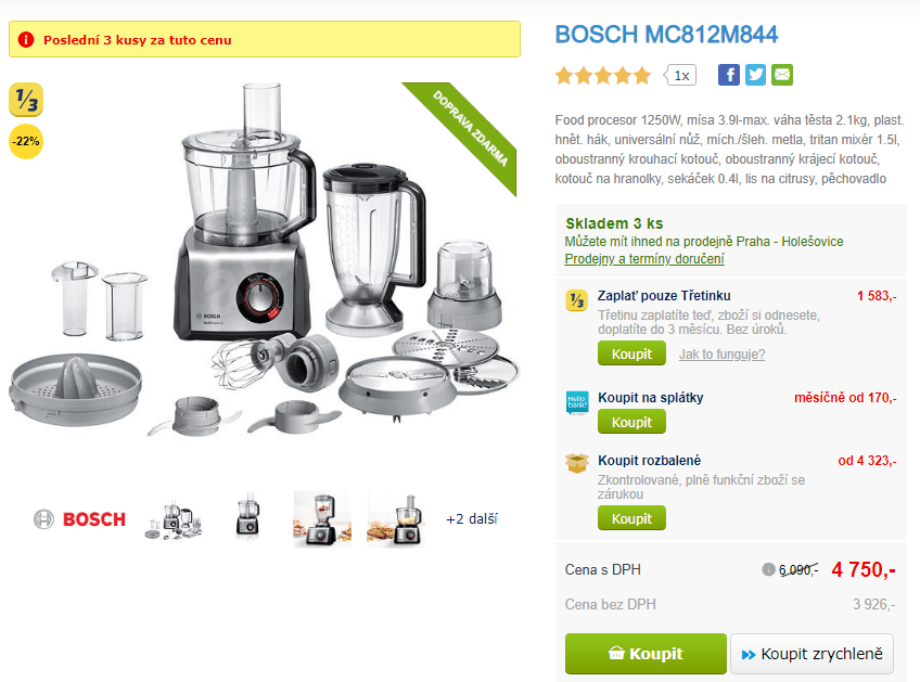 Kuchyňský robot Bosch, příslušenství