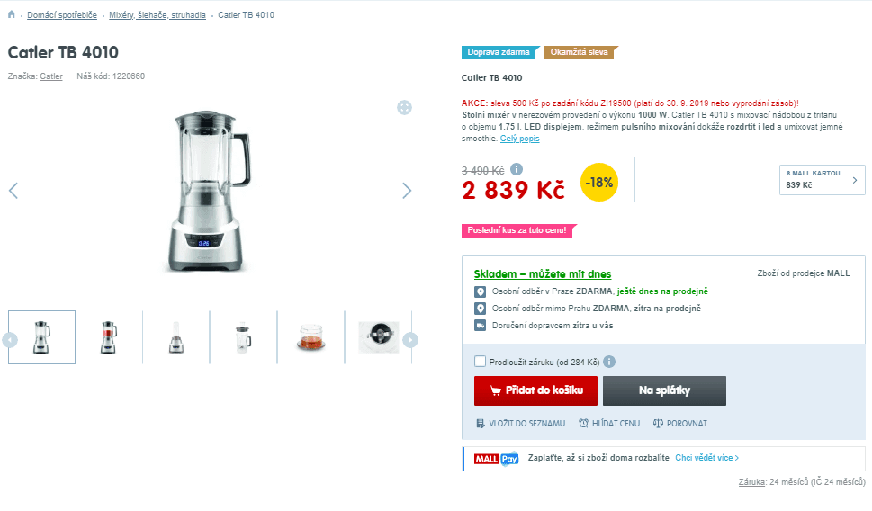 Stolní mixér Catler TB 4010