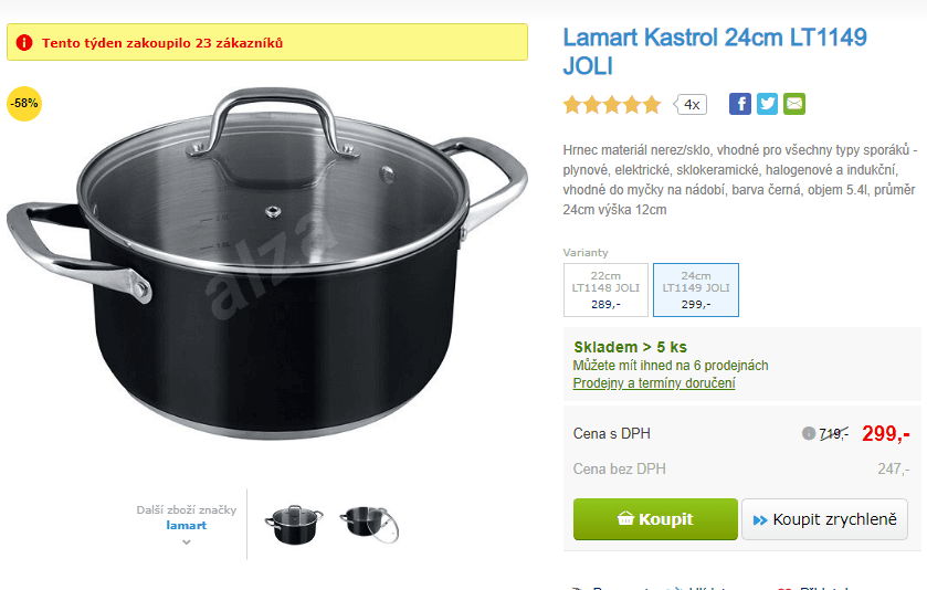 Hrnec Lamart, 5,4 litru, 24 cm