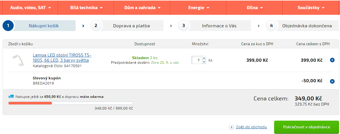 Lampa LED, Tiross, 3 barvy