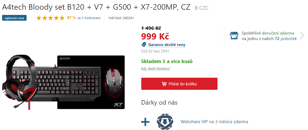 Herní set A4tech Bloody, sluchátka, klávesnice,myš
