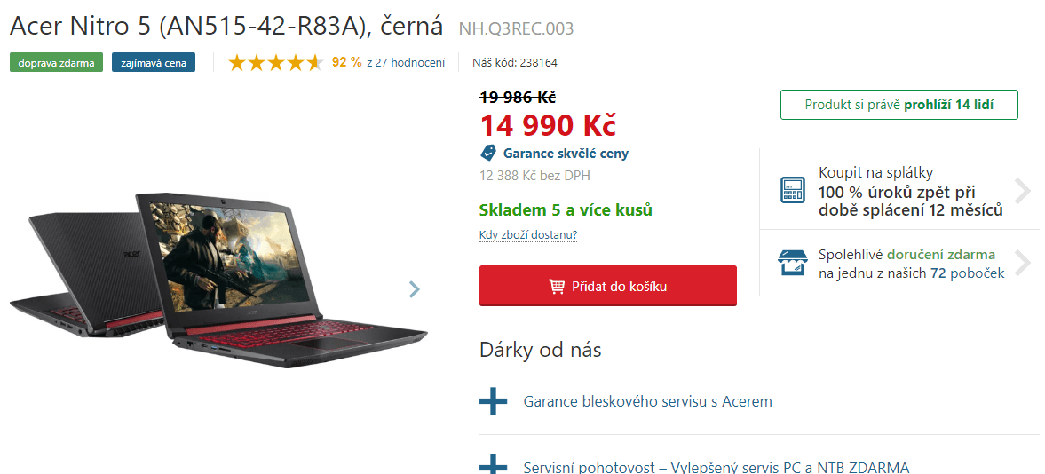 Acer Nitro, až 3,6GHz, 8GB RAM, 4GB grafika