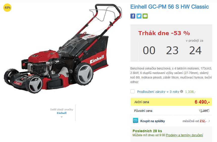 Benzínová sekačka Einhell, 2,8KW, 56cm