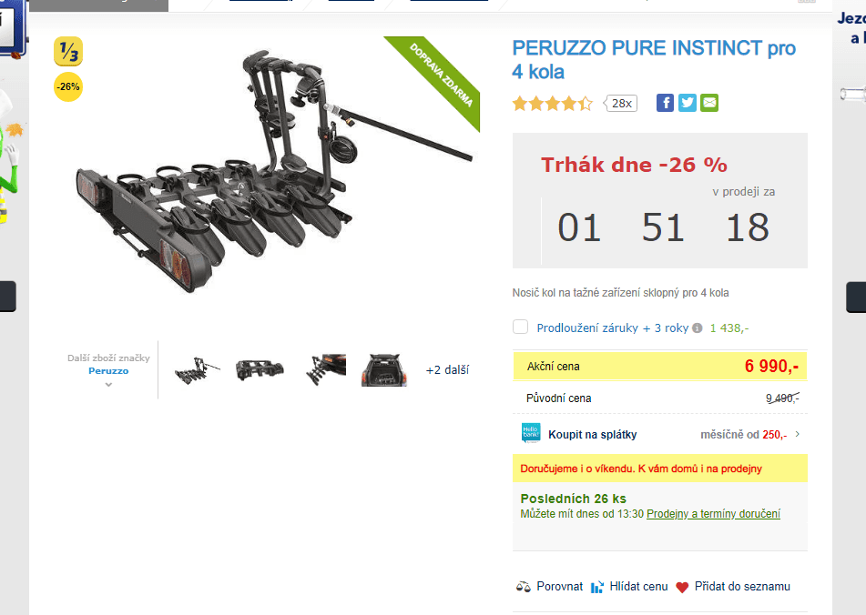 Nosič na 4 kola Peruzzo, sklopný