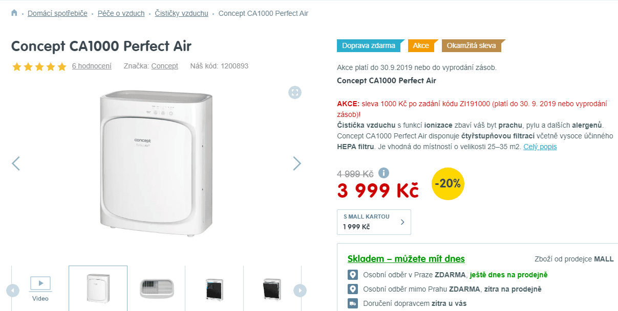 Domácí čistička vzduchu Concept 