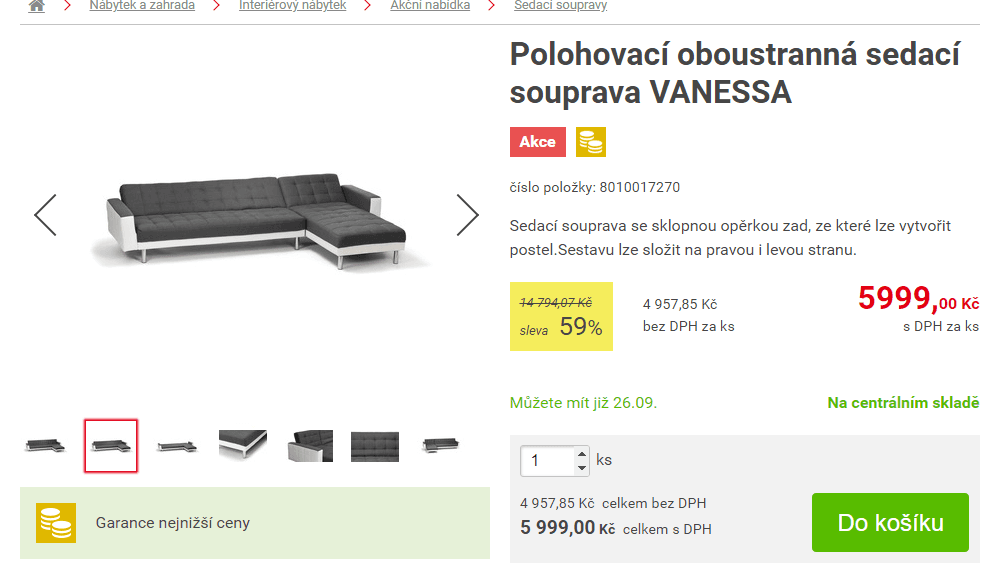 Rozkládací sedací souprava Vanessa, 3 m