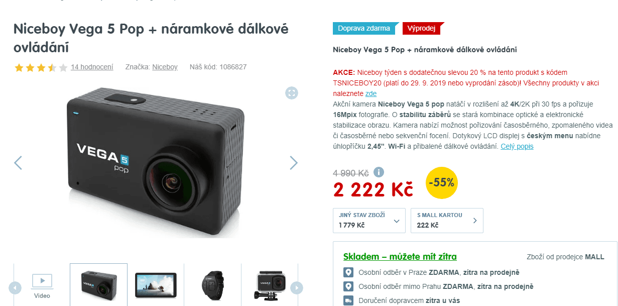 Akční kamera Niceboy VEGA 5 Pop + ovladač