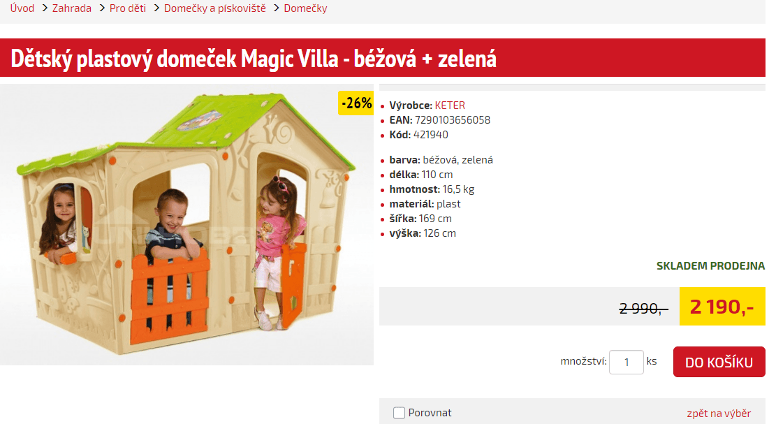 Domeček pro děti Keter, 1,7x1,1x1,3 m