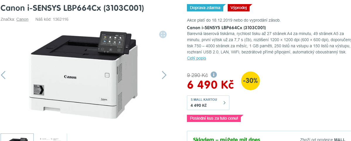 Barevná laser multifunkce Canon, Wifi