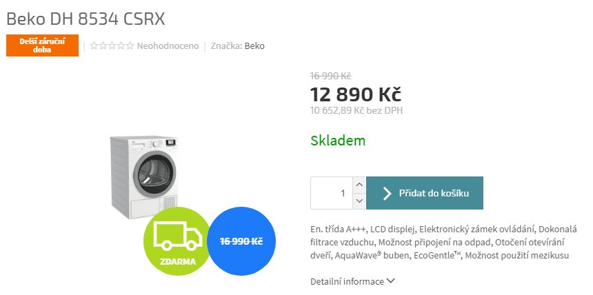 Sušička prádla Beko, 8 kg, A+++