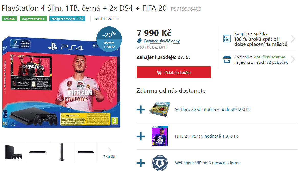 PlayStation 4 Slim + 2 ovladače + 3 hry