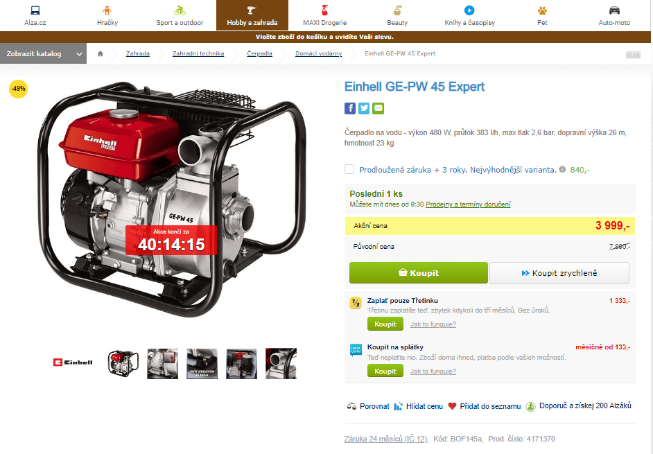 Vodní benzinové čerpadlo Einhell 