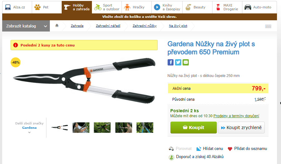 Gardena nůžky na živý plot s převodem