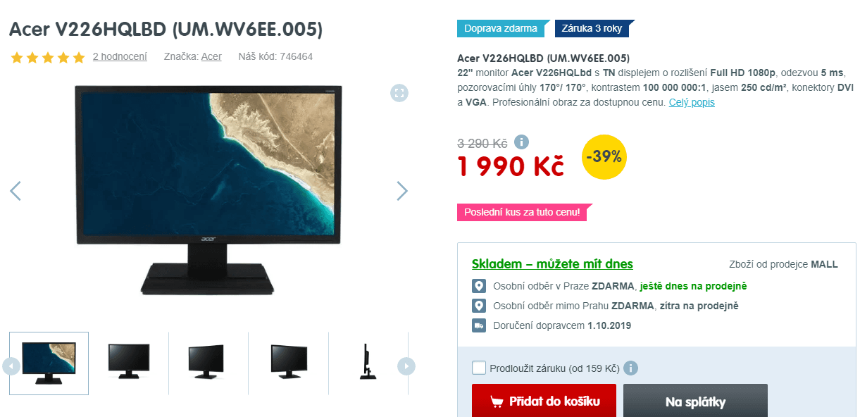 PC monitor Acer, 22", full HD