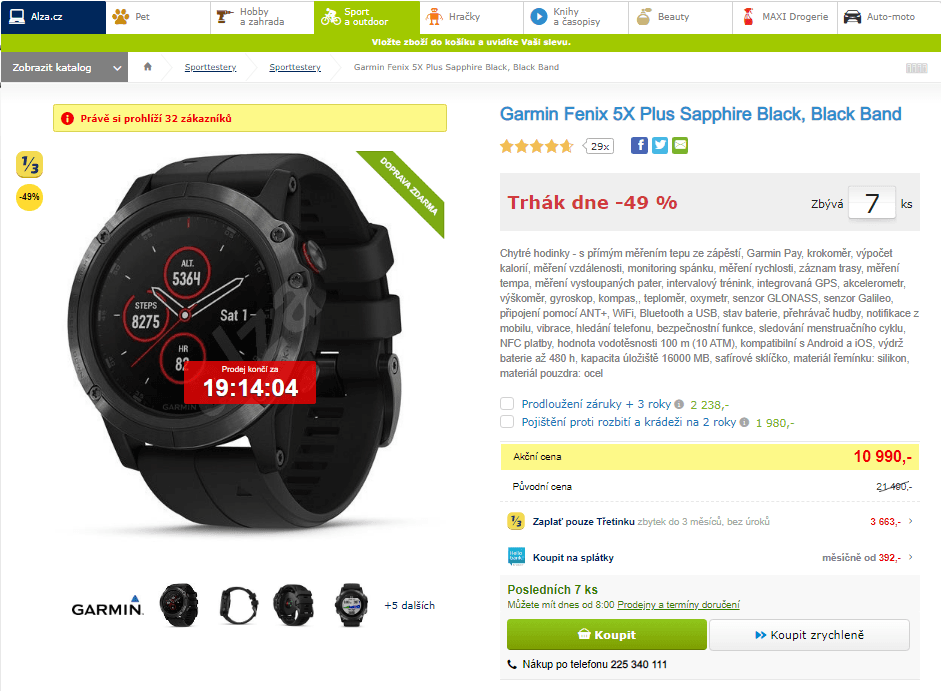 Chytré hodinky Garmin Fenix 5X Plus