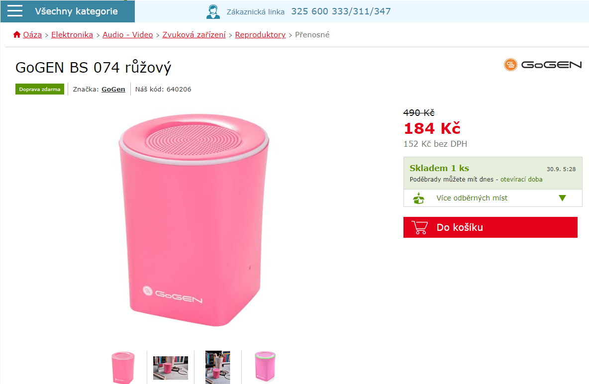 BT reproduktor GoGEN BS 074