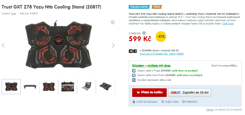 Chladicí podložka pod ntb Tust / do 17,3"