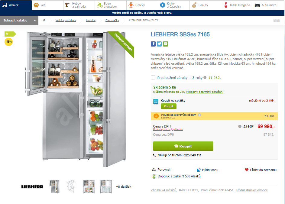 Americká lednice Liebherr, vinotéka, led