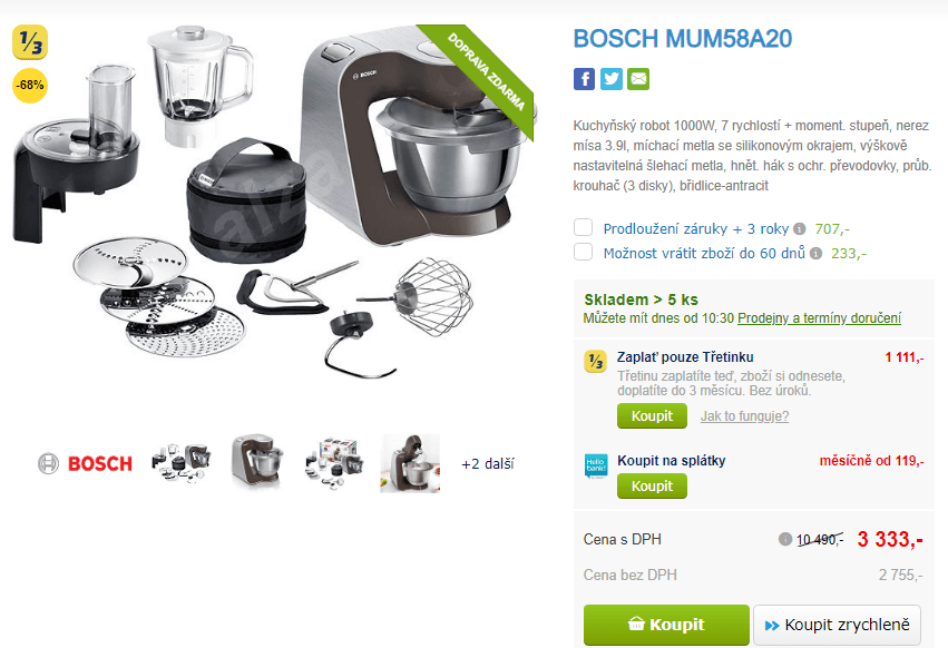 Kuchyňský robot Bosch, 3D, příslušenství
