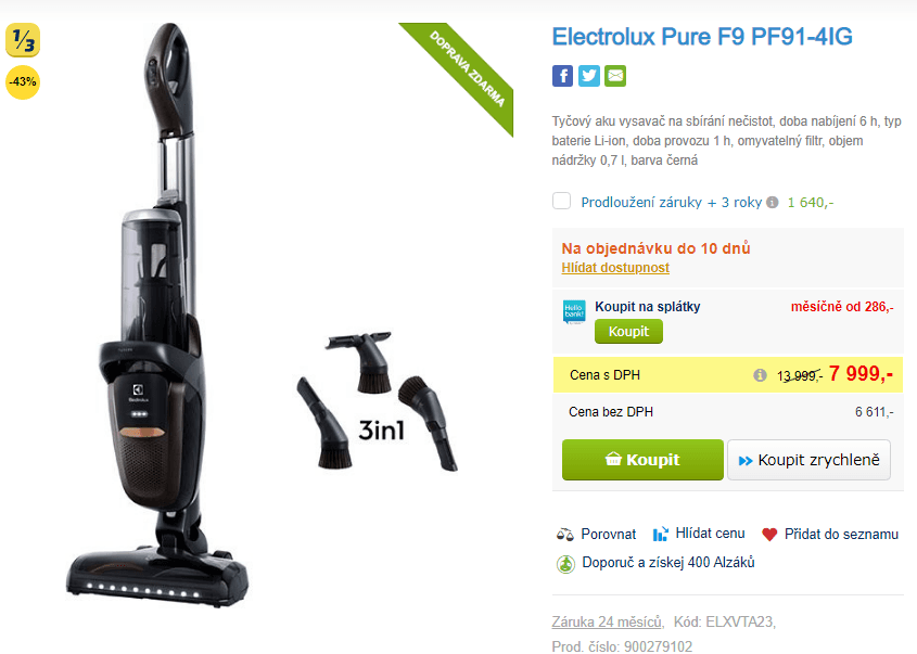 Tyčový AKU bezsáčkový vysavač Electrolux