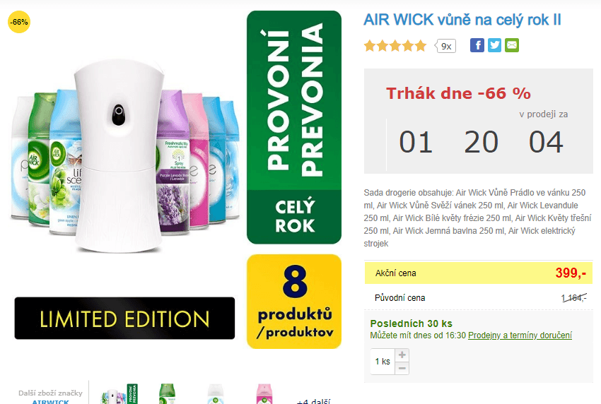 Air Wick strojek + 6 vůní á 250ml