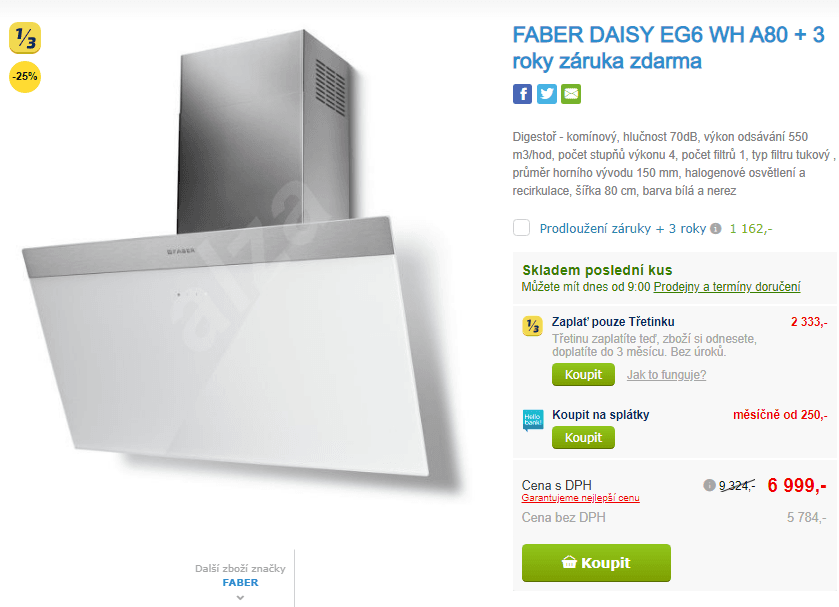Komínová digestoř Faber, 550 m