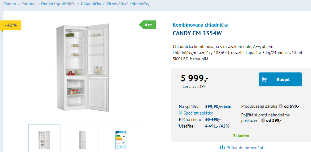Lednice Candy, A++, 181 cm