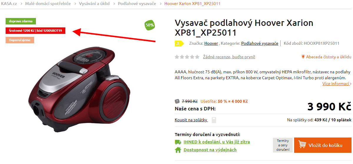 Bezsáčkový vysavač HOOVER XP 25011 