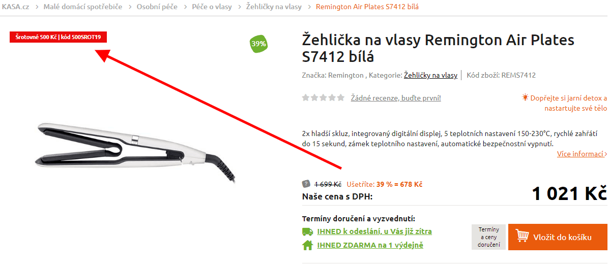 Žehlička na vlasy Remington Air Plates S7412