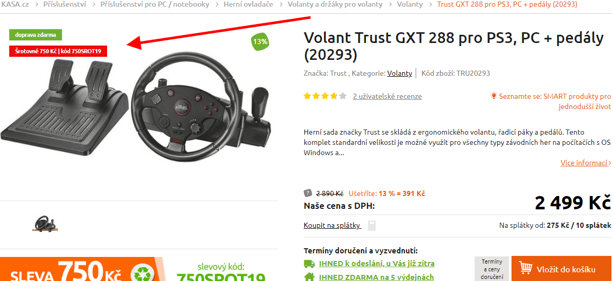 Herní set volant a pedály Trust GXT 288