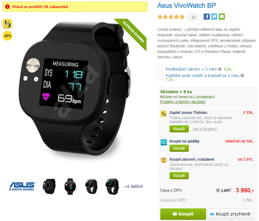 Chytré hodinky Asus VivoWatch BP