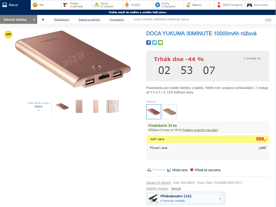 Powerbanka Yukuma, 10000 mAh, 30 minut