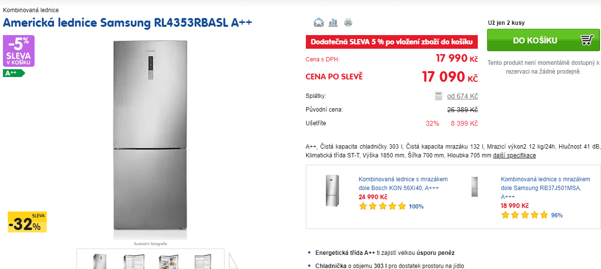 Lednice Samsung, š 70cm, A++, no frost