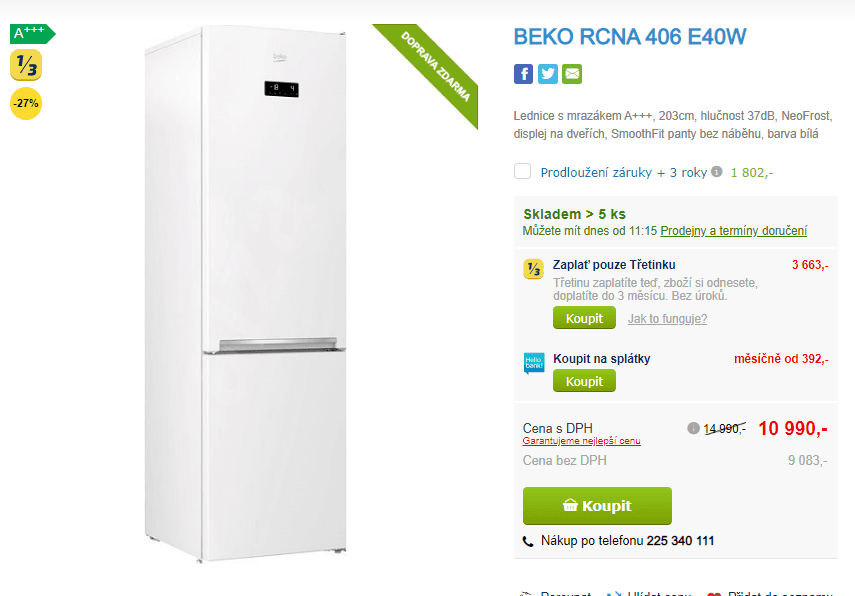 Lednice Beko, NeoFrost, A+++, 203cm