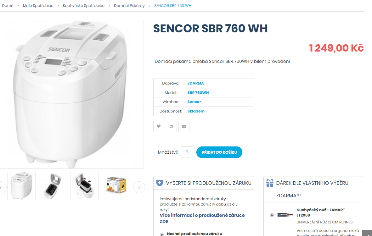 Domácí pekárna Sencor, 1,35 kg