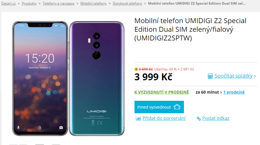Umdigi, 8x 2GHz, 4GB RAM, 6,2", LTE
