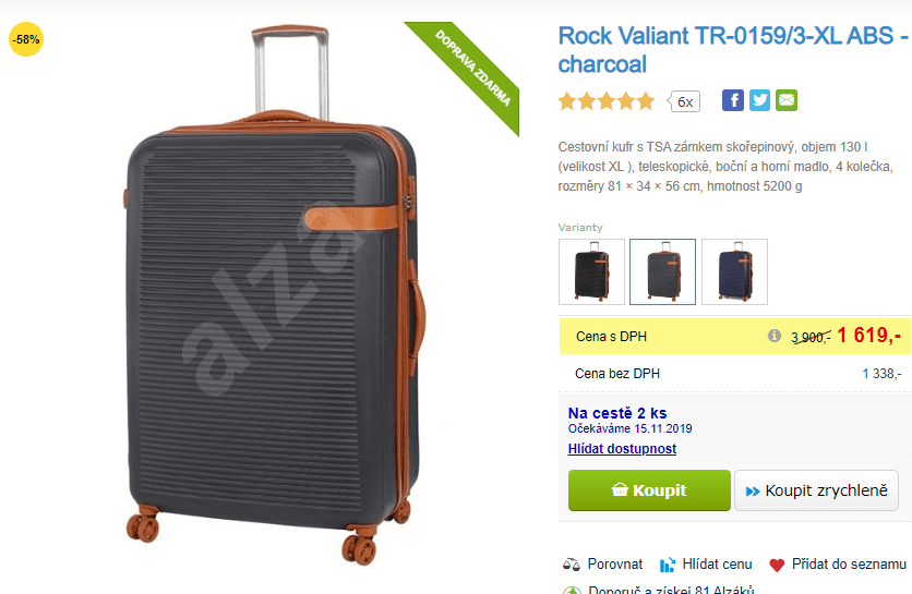 Skořepinový kufr Rock Valiant - XL