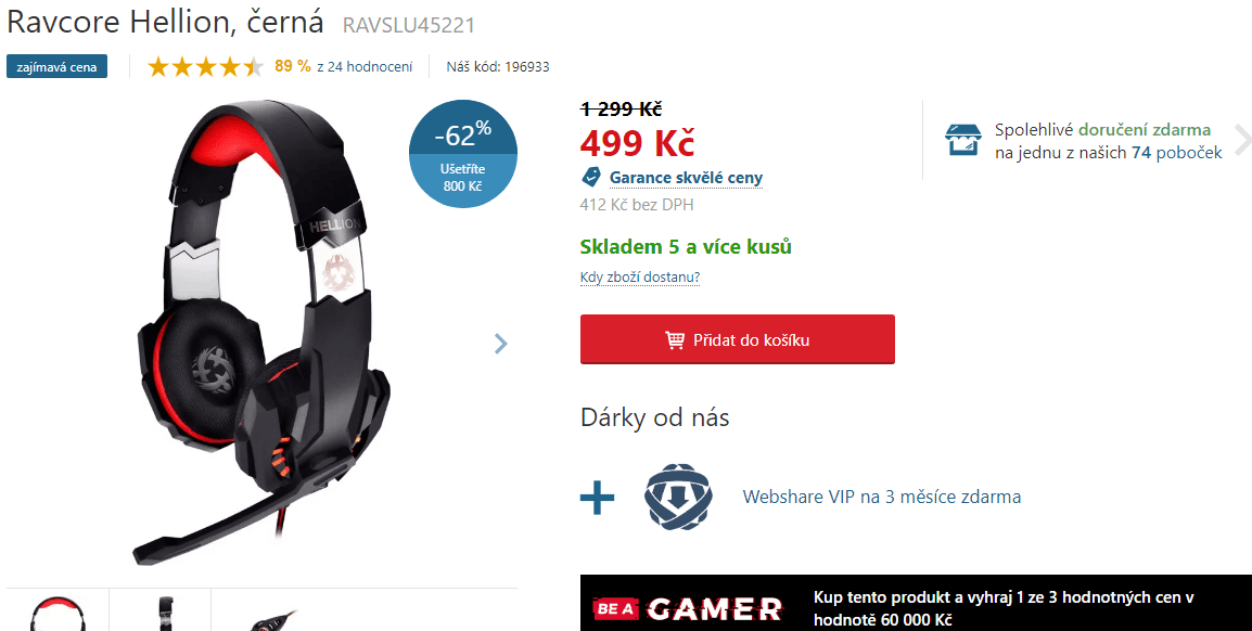 Herní sluchátka Ravcore Helion 