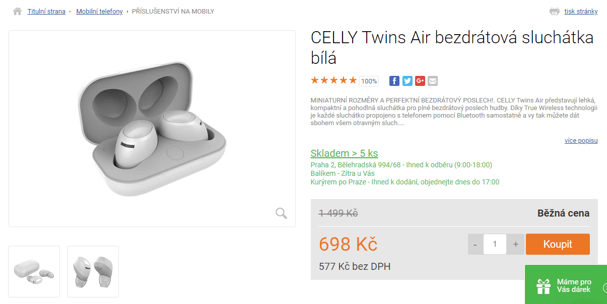 BT sluchátka CELLY Twins Air 