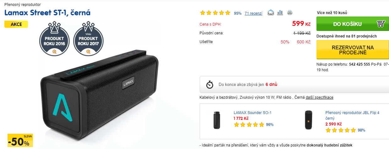 BT reproduktor Lamax, handsfree, powerbanka