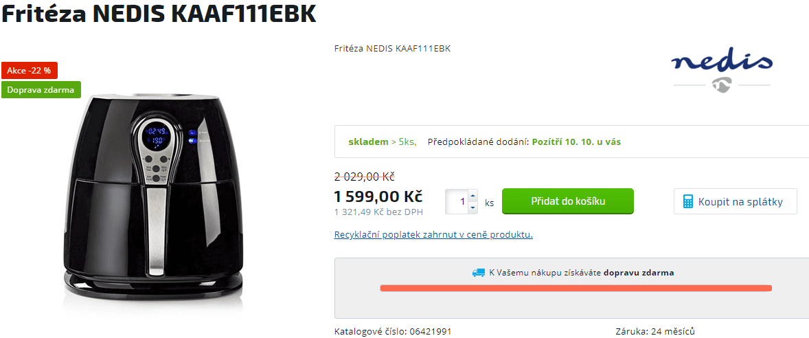 Horkovzdušná fritéza (Air fryer) NEDIS 