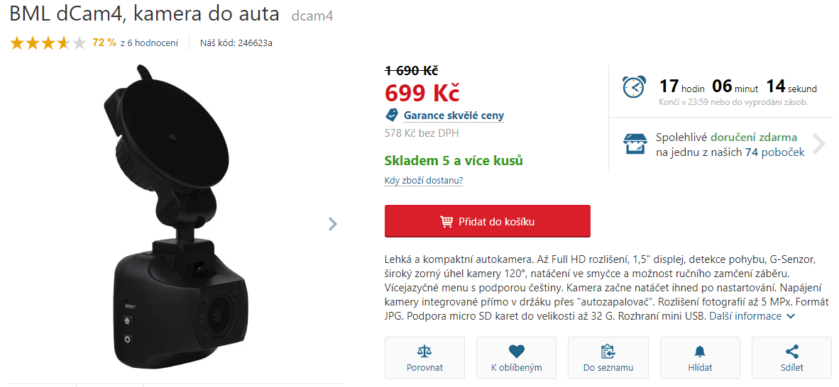 Kamera do auta BML dCam4 