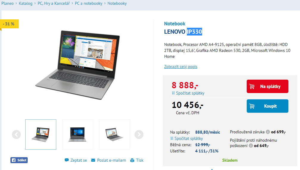 Lenovo, 2,6GHz, 8GB RAM, 2GB grafika