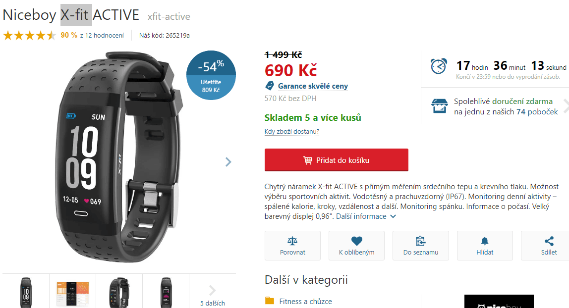 Fitness náramek Niceboy X-Fit Active
